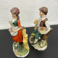 Чифт стари немски фигури на момче и момиче. №5176, снимка 8 - Колекции - 44725584