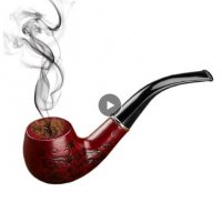 Лула  гравирана с дърворезба.Solid Wood Resin Tobacco Pipe Red Black Pattern Carving Smoke Pipe, снимка 1 - Лули - 38368771