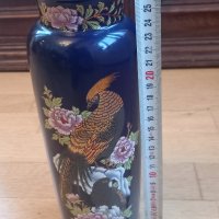 японска порцеланова ваза  Kutani кобалт с позлата , снимка 8 - Вази - 44394857