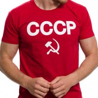 Нова червена мъжка тениска с трансферен печат СССР, Русия, снимка 1 - Тениски - 29038874