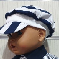 Нова детска моряшка шапка козирка на едро райе, от 6 месеца до 8 години, снимка 1 - Шапки, шалове и ръкавици - 29976261