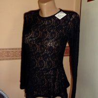 Jacqueline de Yong, Нова Дантелена блуза с пеплум, Размер XS. Код 1068, снимка 4 - Блузи с дълъг ръкав и пуловери - 29376863