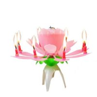 музикална голяма свещ разтварящо цвете лотус лотос за торта украса , снимка 6 - Други - 16606178