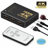 4К ULTRA HD HDMI суич с дистанционно управление, снимка 1 - Плейъри, домашно кино, прожектори - 31134998