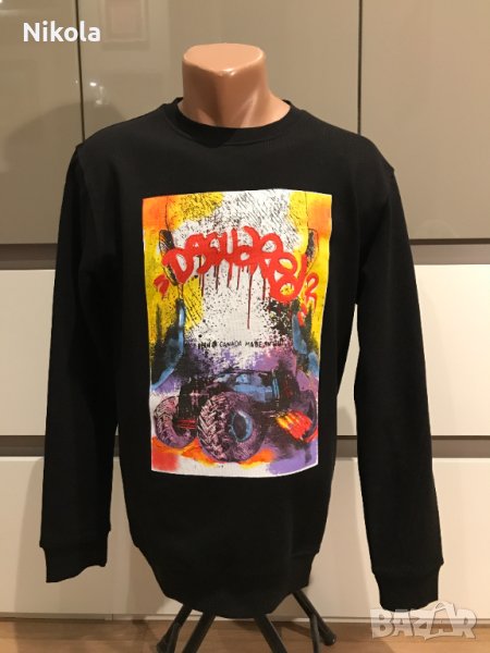 DSQUARED блуза, с щампа, черна, размери: S, M и XL, снимка 1