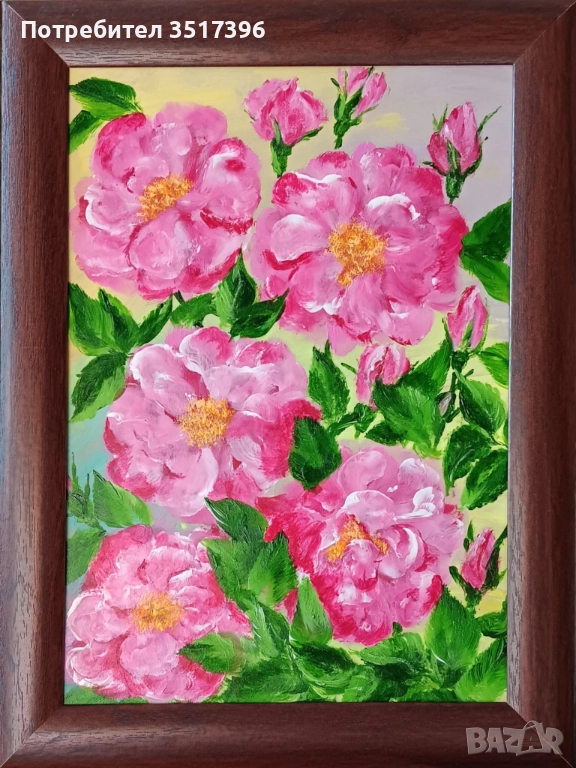 Рози Дамасцена - живопис, снимка 1