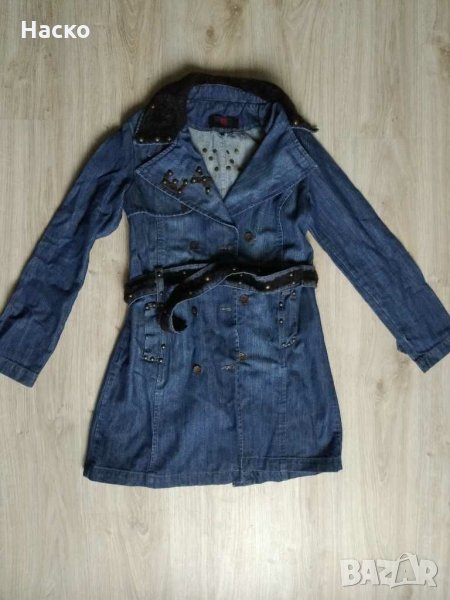 EX Coanni , дънково манто с колан, дънково яке, снимка 1