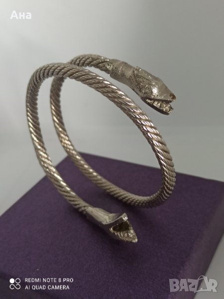 красива посребрена гривна змия , снимка 1