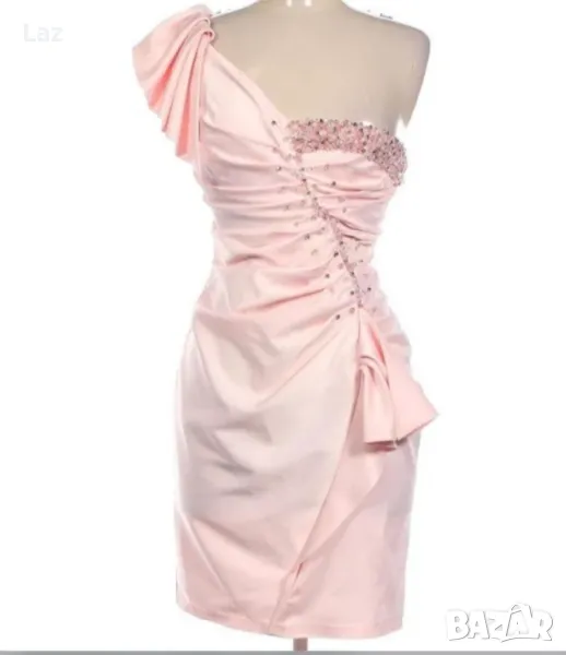 официална луксозна розова рокля с камъни, снимка 1