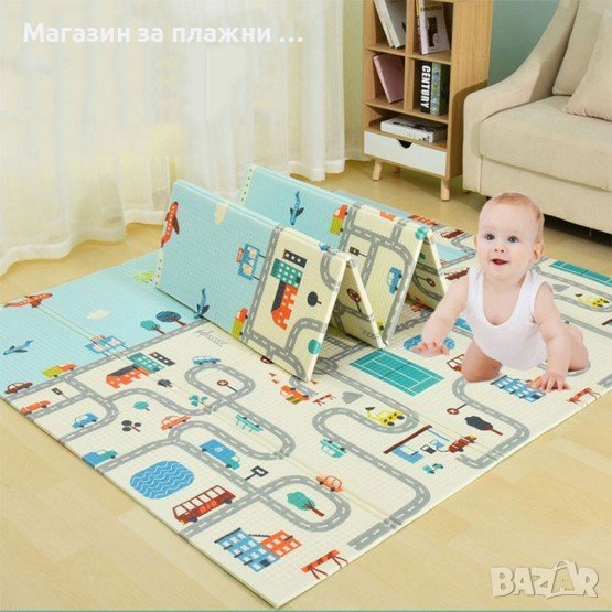 Голямо меко килимче за игра и гимнастика - двулицево 2 х 1.8м, снимка 1