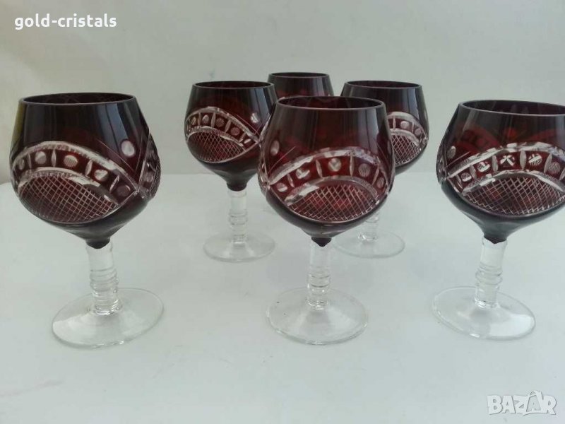 Кристални чаши цветен червен кристал, снимка 1
