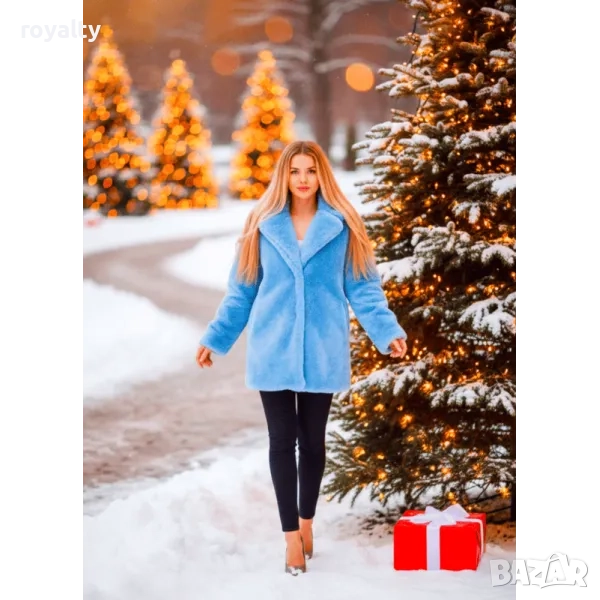 Зимно дамско палто от плюш, снимка 1