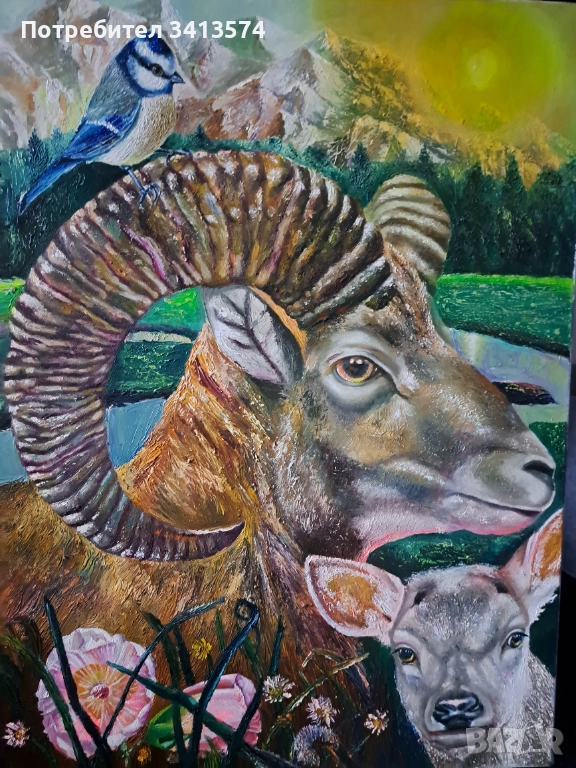  Стара картина .Маслена,платно, снимка 1