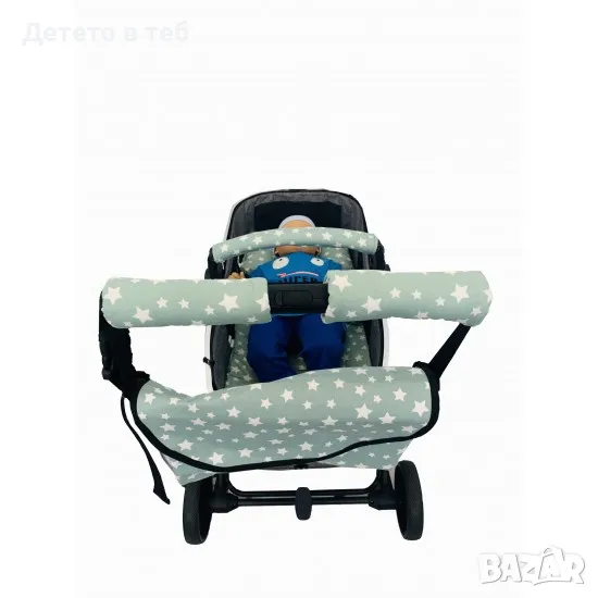 Комплект чанта, калъф за борд и протектори за дръжка - мента звезди, снимка 1