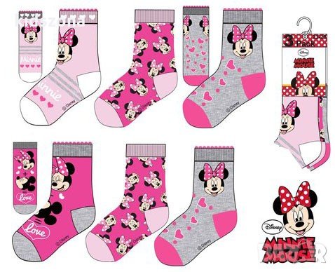 Детски чорапи Minnie Mouse 3бр. 31/34 - M1, снимка 1