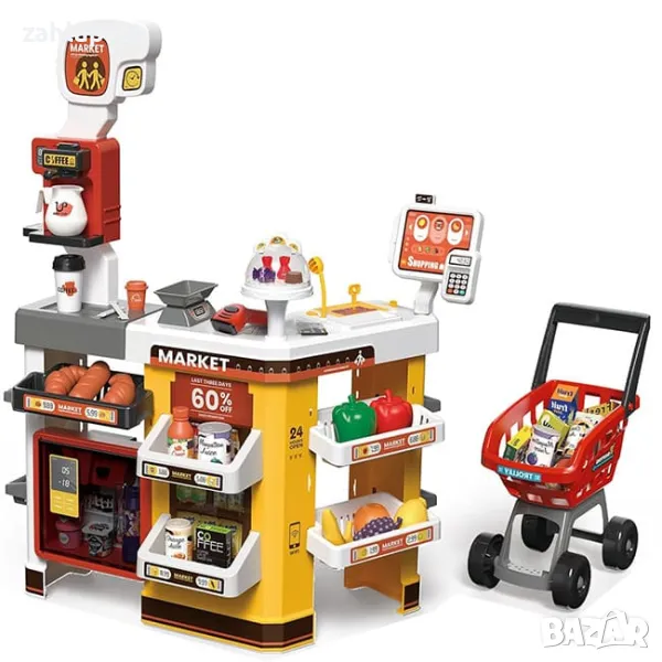 Детски магазин с хладилник със студена пара и количка за пазаруване, снимка 1