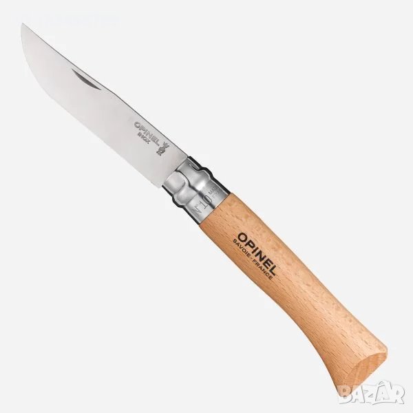  Нож Opinel No 10 неръждаема стомана острие 10 см дръжка бук, снимка 1