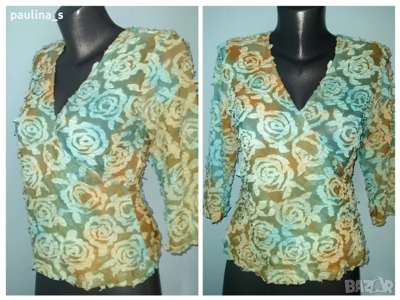 Дизайнерска еластична блуза с 3D цветя "SNO SKINS" design brand / унисайз , снимка 1