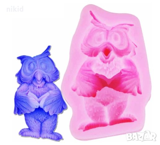Прав Бухал Сова голям силиконов молд форма фондан шоколад гипс, снимка 1