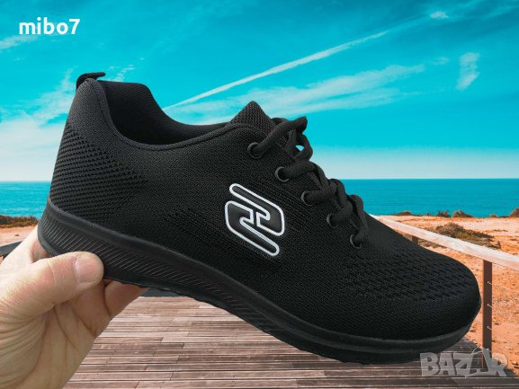  Дишащи олекотени мъжки маратонки в черно - S., снимка 1