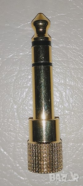 Позлатен 6.3 > 3.5 мм стерео адаптер  за слушалки , снимка 1