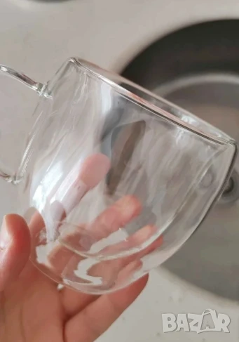 Стъклена чаша за кафе с двойно дъно 200ml, снимка 1