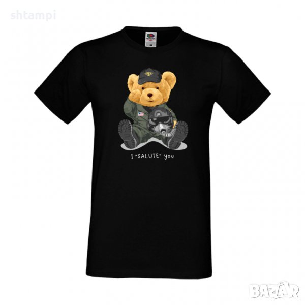 Мъжка тениска bear I SALUTE you for,тениска с Мече,Меченце,Животно, Играчка,Изненада,Подарък,Повод,, снимка 1