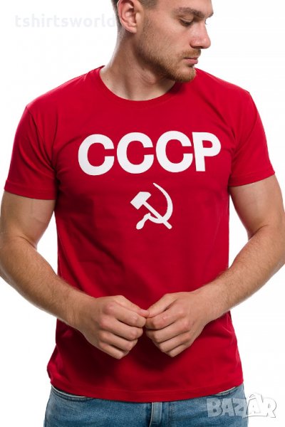 Нова червена мъжка тениска с трансферен печат СССР, Русия, снимка 1