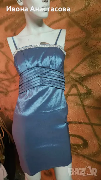 СИНЯ ЕЛЕГАНТНА РОКЛЯ , снимка 1