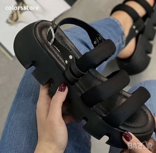 Равни сандали - черно с черно ходило - NS77, снимка 1