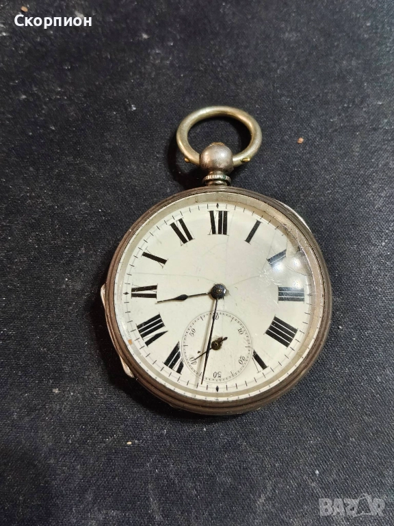 Швейцарски СРЕБЪРЕН джобен часовник 1900г. с ключе - 10 РУБИНА ПРОМОЦИЯ, снимка 1