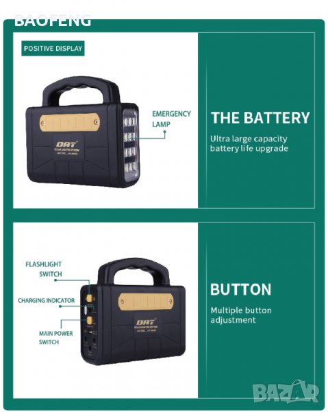 @█▬█ █ ▀█▀ Соларен комплект Dat 9006, фенер, прожектор, радио, usd, sd карта, комплект за осветление, снимка 1