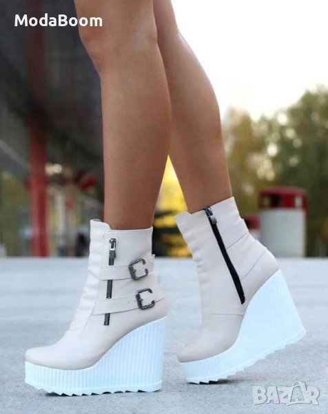 Кожени боти на платформа , снимка 1