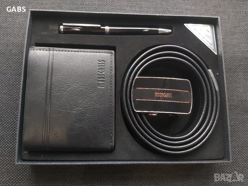 Подаръчен комплект колан,портмоне и химикал Moon Grass 2 цвята, снимка 1