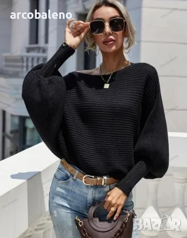 Дамски свободен пуловер с кръгло деколте и дълги ръкави, 6цвята , снимка 5 - Блузи с дълъг ръкав и пуловери - 42678795