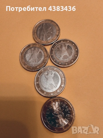 монети 1 евро 