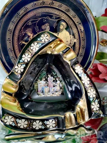 Комплект позлатени колекционерски 'съдове' Fakiolas-Greece-24k gold, снимка 9 - Декорация за дома - 48897308