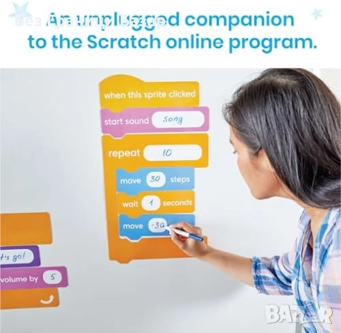 Нов Магнитни блокчета за програмиране Scratch STEM комплект за 8+ деца, снимка 3 - Образователни игри - 51495880