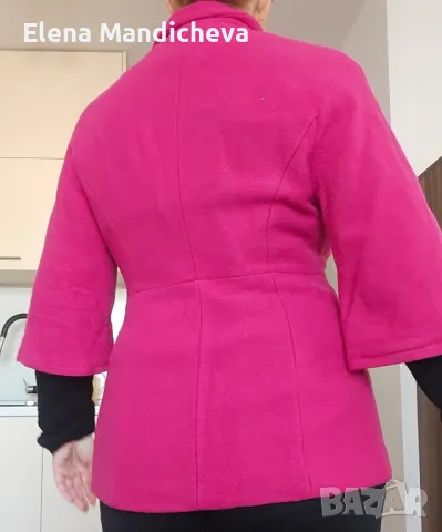 Малиново розово яке палто сако зимно сиво двоен Ръкав с подплата и подплънки българско топло стилно, снимка 4 - Якета - 48853961