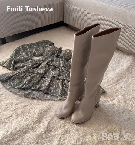 Стилни ботуши в сиво/бежево, снимка 8 - Дамски ботуши - 48841396
