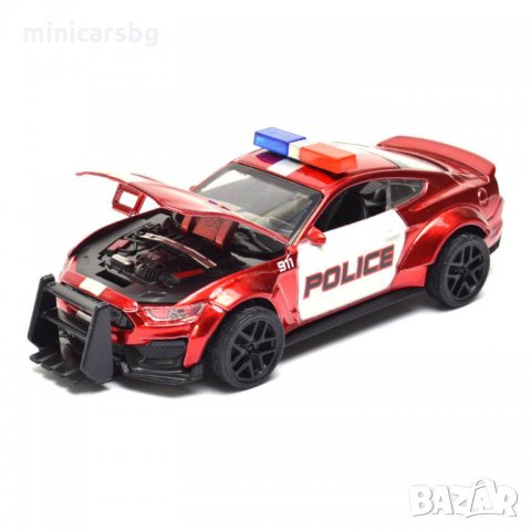 Метални колички: Ford Mustang - Полицейски с ролбар (Форд Мустанг Полиция с ролбар отпред)