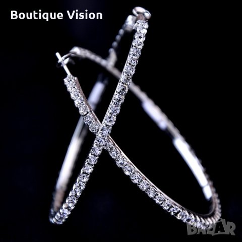 Ново! Обеци халки като на Галена с цирконий, снимка 5 - Обеци - 29725144