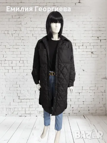 Дълго черно яке H&M, снимка 5 - Якета - 49231121