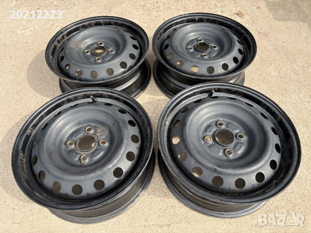 4 броя железни джанти+тасове за Toyota Yaris-Hybrid 15, снимка 7 - Гуми и джанти - 54108862