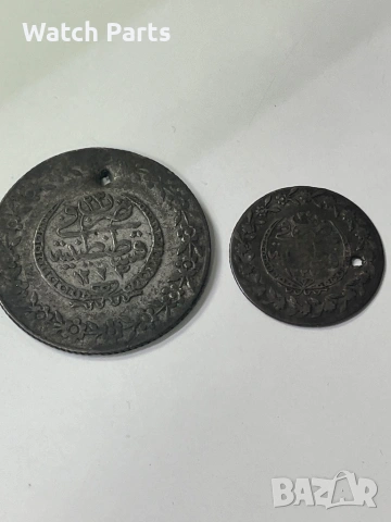 две османски сребърни монети 1 куруш и 5 куруш 1223 година , снимка 10 - Нумизматика и бонистика - 53286706