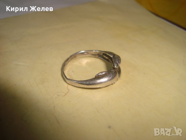 ДЕЛФИНИ - СТАР ФИГУРАЛЕН СРЕБЪРЕН ПРЪСТЕН ВИСОКА ПРОБА СРЕБРО МАЙСТОРСКА ИЗРАБОТКА АНГЛИЯ 26809 , снимка 11 - Пръстени - 34895919