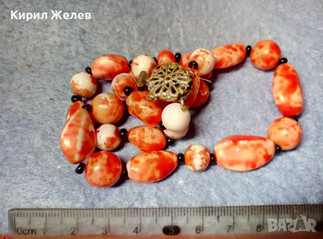 СТАР РЕТРО ГЕРДАН МЪНИСТЕНА ОГЪРЛИЦА с ПОЛУСКЪПОЦЕННИ КАМЪНИ и ФИЛИГРАННА БРОНЗОВА ЗАКОПЧАЛКА 28491, снимка 10 - Антикварни и старинни предмети - 47284249