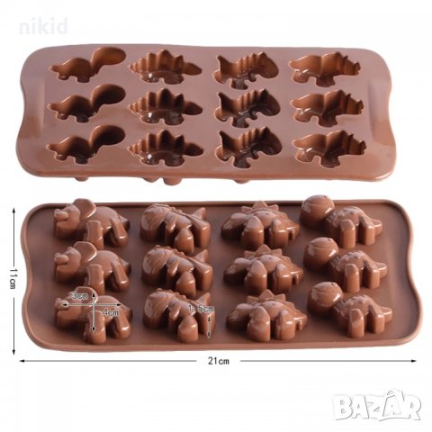 динозавърчета динозаври динозавър силиконов молд форма за желирани шоколадови бонбони фондан гипс, снимка 4 - Форми - 17865925