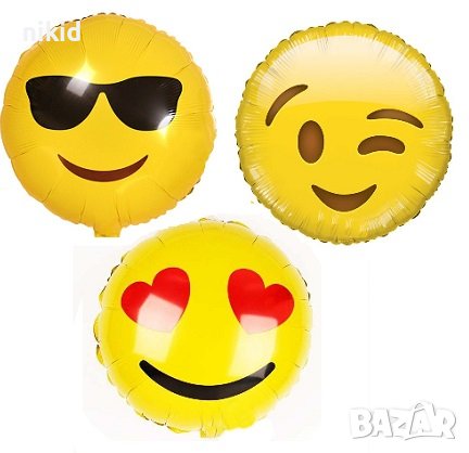 Еможи Емотикон емотикони смайли Emoji кръгъл фолио фолиев балон хелий