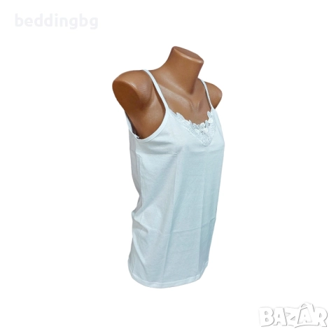 Класически Памучен Потник/Корсаж с Тънка Презрамка и Дантела, снимка 4 - Бельо - 52348560